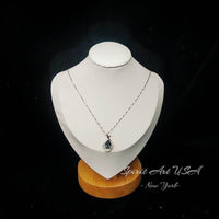 Mystic Topaz Necklace Sterling Silver Flower Petal Pendant White Gold plated Teardrop Rainbow Gemstone #284