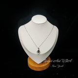 Mystic Topaz Necklace Sterling Silver Flower Petal Pendant White Gold plated Teardrop Rainbow Gemstone #284