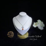 Sunstone Sapphire Necklace - Gemstone Kite Pendant - Red Orange Sunstone Jewelry #418