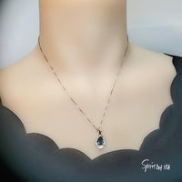 Mystic Topaz Necklace Sterling Silver Flower Petal Pendant White Gold plated Teardrop Rainbow Gemstone #284