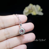Tiny Sunflower Mystic Topaz Necklace - Gemstone Surround Princess Diana Style Minimalist Rainbow Mystic Topaz Pendant 035