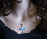 Opal Necklace - sterling silver - Sim Gemstone - 18KGP - White Blue Opal Pendant - Ballerina Ballet Dancing Girl - Dancer Jewelry #832