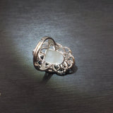Genuine White Jade Ring Sterling Silver Adjustable Jade Jewelry 1075
