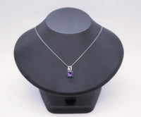Genuine Amethyst Necklace - Sterling Silver - 8 mm 2 CT Round Solitaire - Natural Amethyst Pendant #263