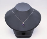 Genuine Amethyst Necklace - Sterling Silver - 8 mm 2 CT Round Solitaire - Natural Amethyst Pendant #263