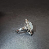 Genuine White Jade Ring Sterling Silver Adjustable Jade Jewelry 1075