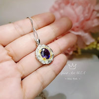 Genuine Amethyst Necklace - Sterling Silver Large Life of Flower 3 CT Natural Amethyst Necklace #781