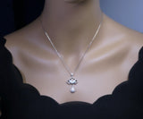 Sterling Silver Opal Tassel Necklace - Fire White Opal Wedding Bridal Gemstone Pendant, Flower Phoenix Jewelry #621