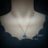 Heart Blue Topaz Necklace - Gemstone Fat Triangle Blue Topaz Pendant - 18KGP & Sterling Silver - 2 Ct Round Cut Blue Topaz Jewelry #583