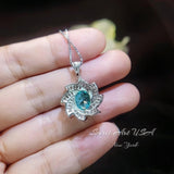 Green Paraiba Tourmaline Necklace 18kGP Sterling Silver Diamond Milky Way Necklace - Spiral Galaxy Energy Vortexes Windmill Pendant 3CT #881