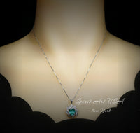 Green Paraiba Tourmaline Necklace 18kGP Sterling Silver Diamond Milky Way Necklace - Spiral Galaxy Energy Vortexes Windmill Pendant 3CT #881