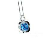 Square Blue Sapphire Necklace - Blue Sapphire Pendant - 18KGP @ Sterling Silver - September Birthstone #929