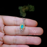 Tiny Thorn Apple Paraiba Necklace - Gold decorated Sterling Silver Minimalist Oval Blue Paraiba Pendant - Blessing Buddha Hand Jewelry #115