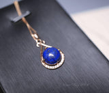 Teardrop Lapis Lazuli Necklace, Rose Gold Lapis Necklace, 925 Sterling Silver Natural Lapis Lazuli Pendant, Simple Single Lapis Jewelry