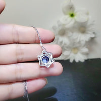 Tanzanite Necklace - Sterling Silver David Star Necklace - December Birthstone - Dainty Tanzanite Pendant #483