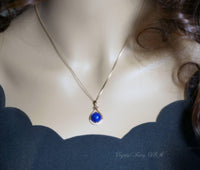 Teardrop Lapis Lazuli Necklace, Rose Gold Lapis Necklace, 925 Sterling Silver Natural Lapis Lazuli Pendant, Simple Single Lapis Jewelry