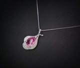 Dainty Pink Tourmaline Necklace Sterling Silver Leaf Pink Gemstone Jewelry #379