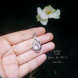 Morganite Necklace Gemstone Leaf Style 18kgp @ Sterling Silver - 2.75 CT Pink Gemstone - June Birthstone - Teardrop Morganite Jewelry #731