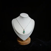 Teardrop Green Paraiba Necklace - 18kgp @ Sterling Silver - Pear Cut Green Tourmaline Pendant #945