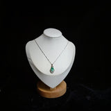 Teardrop Green Paraiba Necklace - 18kgp @ Sterling Silver - Pear Cut Green Tourmaline Pendant #945