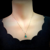 Teardrop Green Paraiba Necklace - 18kgp @ Sterling Silver - Pear Cut Green Tourmaline Pendant #945