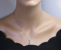 Citrine Necklace - Solitaire Yellow Gemstone 925 sterling silver teardrop pear Natural Citrine pendant #358