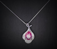 Dainty Pink Tourmaline Necklace Sterling Silver Leaf Pink Gemstone Jewelry #379