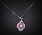 Dainty Pink Tourmaline Necklace Sterling Silver Leaf Pink Gemstone Jewelry #379