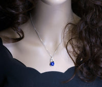 Lapis Lazuli Necklace, Full Sterling Silver Natural Cobalt Blue Vampire Diaries Necklace, Phoenix Silver Lapis Lazuli Pendant 288
