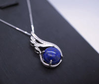 Lapis Lazuli Necklace, Full Sterling Silver Natural Cobalt Blue Vampire Diaries Necklace, Phoenix Silver Lapis Lazuli Pendant 288