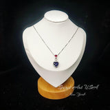 Double Heart Tanzanite Necklace -Gemstone Heart Connect Heart Pendant - 18KGP Sterling Silver - December Birthstone #740