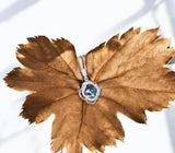 Small Mystic Topaz Necklace 1.5 ct -Sterling Silver White Gold Flower of Life Pendant #1009