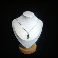 Marquise Style Emerald Necklace - 18kgp @ Sterling Silver - Large Emerald pendant Green Horse eye jewelry #959