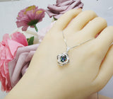 Small Mystic Topaz Necklace 1.5 ct -Sterling Silver White Gold Flower of Life Pendant #1009