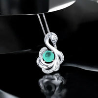 Paraiba Necklace Sterling Silver Swan Penant - White Gold @ Sterling silver Adjustable chain #1010