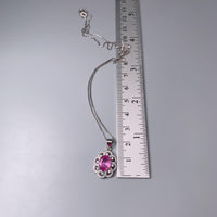 Pink Tourmaline Necklace - Sterling Silver Royal Flower of Life Necklace - 2 CT Pink Tourmaline Jewelry #381