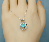 Paraiba Necklace Sterling Silver Swan Penant - White Gold @ Sterling silver Adjustable chain #1010