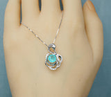 Paraiba Necklace Sterling Silver Swan Penant - White Gold @ Sterling silver Adjustable chain #1010