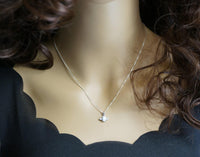 Fire Opal Necklace - Tiny White Opal Pendant - Full Sterling Silver Penguin Necklace - Tiny Rose Gold Bird Choker 1086