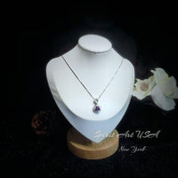 Natural Amethyst Necklace Pendant, February Birthstone 18K Gold Plated Sterling Silver Adjustable Floral Design, rose flower jewelry #417