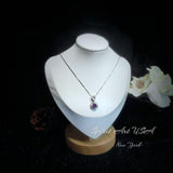 Natural Amethyst Necklace Pendant, February Birthstone 18K Gold Plated Sterling Silver Adjustable Floral Design, rose flower jewelry #417