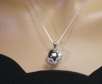 Black Pearl Necklace - 925 Sterling Silver Mask Party Jewelry - Freshwater Pearl Pendant 2626