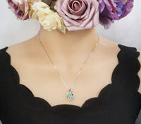 Paraiba Necklace Sterling Silver Swan Penant - White Gold @ Sterling silver Adjustable chain #1010