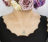 Paraiba Necklace Sterling Silver Swan Penant - White Gold @ Sterling silver Adjustable chain #1010