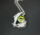 Genuine Peridot Necklace Angel Wing Necklace 18KGP @ Sterling Silver - August Birthstone - Natural Protective Green Gemstone Jewelry #911