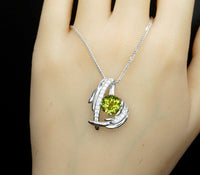 Genuine Peridot Necklace Angel Wing Necklace 18KGP @ Sterling Silver - August Birthstone - Natural Protective Green Gemstone Jewelry #911