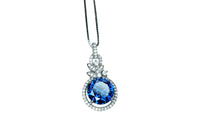 3.8 CT Blue Sapphire Necklace - 18KGP Sterling Silver Flower Petal - September Birthstone - Unique Design Sapphire Pendant #580