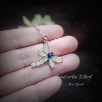 Tanzanite Necklace - Dragonfly Pendant - 18KGP @ Sterling Silver - December Birthstone - Rose gold Lab Created Tanzanite Pendant #342