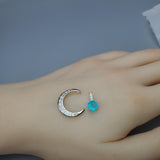 Crescent Moon Paraiba Necklace 925 Sterling Silver Blue Tourmaline One Necklace Two Wear Double Pendant #223