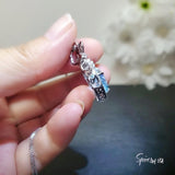 Aquamarine Necklace - Blue Hear Pendant - Sterling Silver Crown - Sim Gemstone - 7 Ct Blue Aquamarine Jewelry - March Birthstone #804